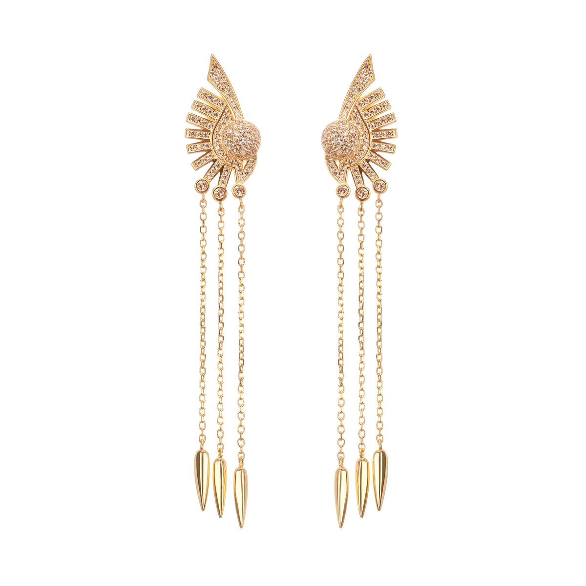 Balch Gold Tone Sun Motif Dangle Silver Earrings