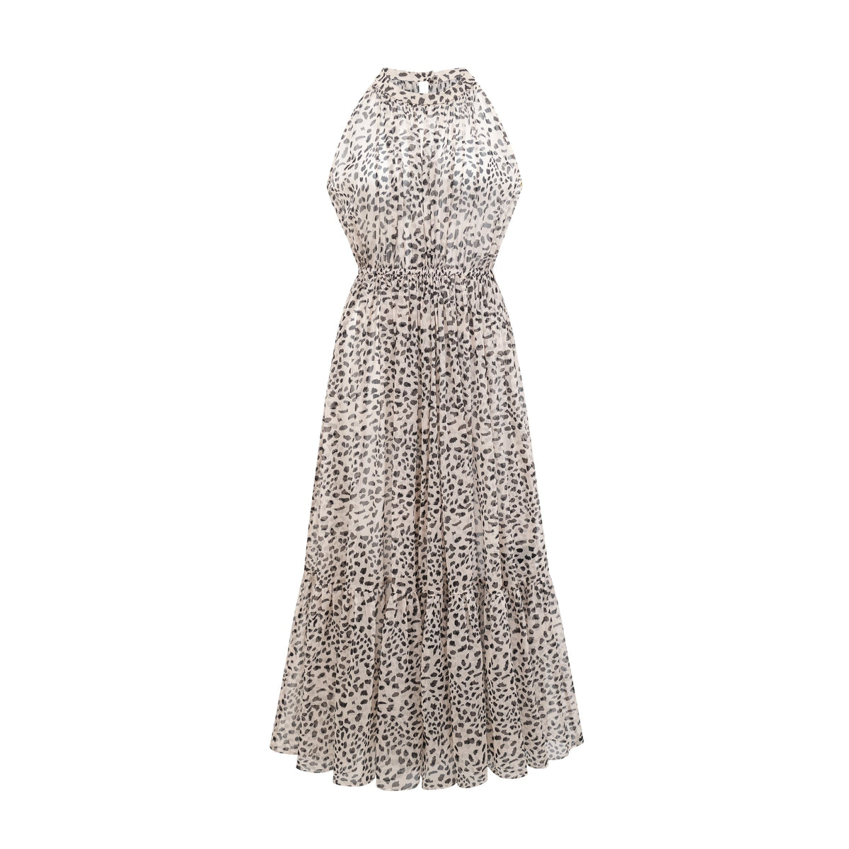 Adèle sleeveless leopard-print midi dress