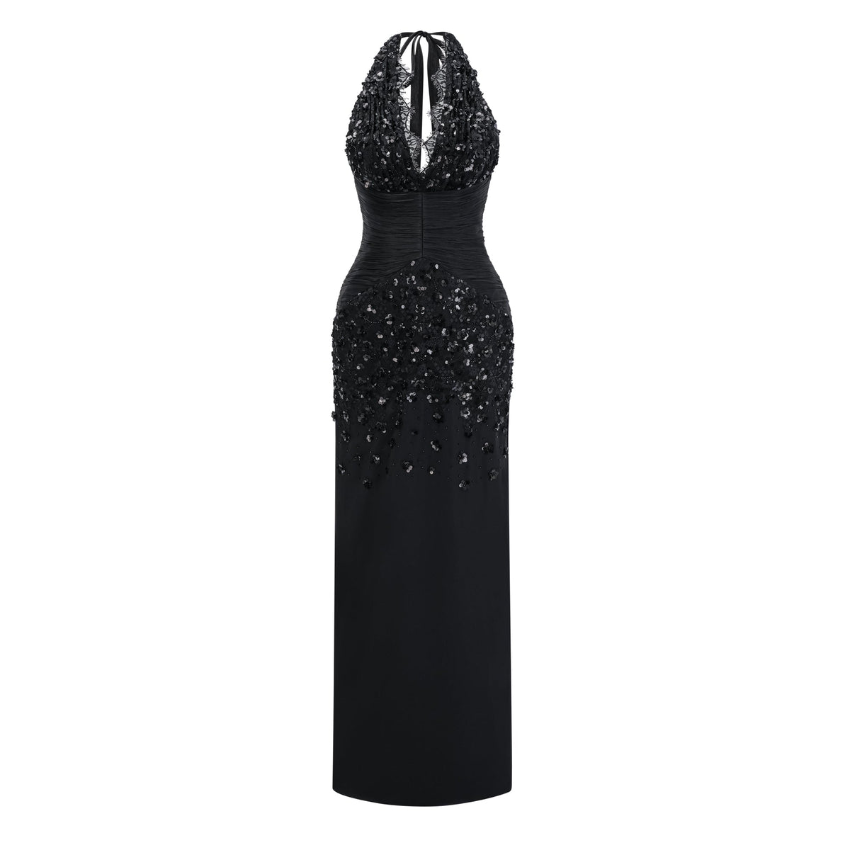 Siphokazi Black Halterneck Embellished Corset Maxi Gown (Final Sale-US Only)