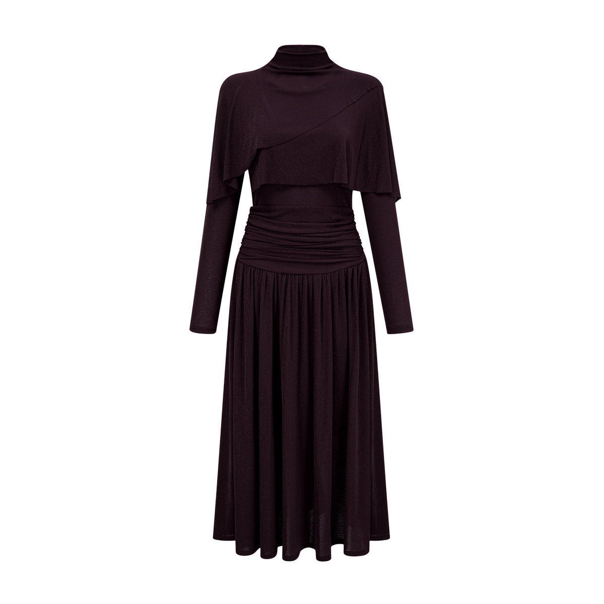 Camille Red Ruched Midi Dress with Flap Design Detail (Final Sale)