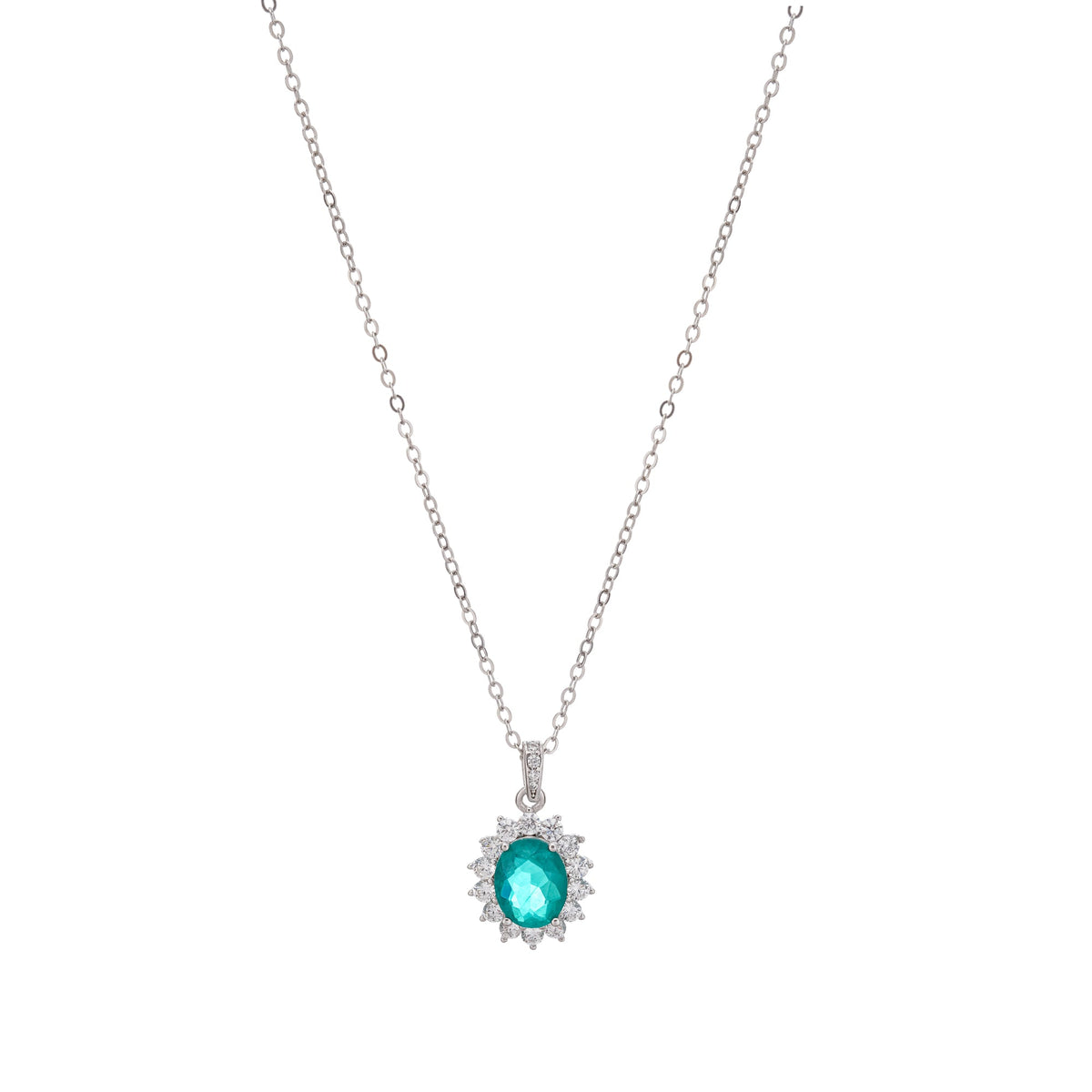Kaisu Green Oval Gemstone Pendant Sterling Silver Necklace