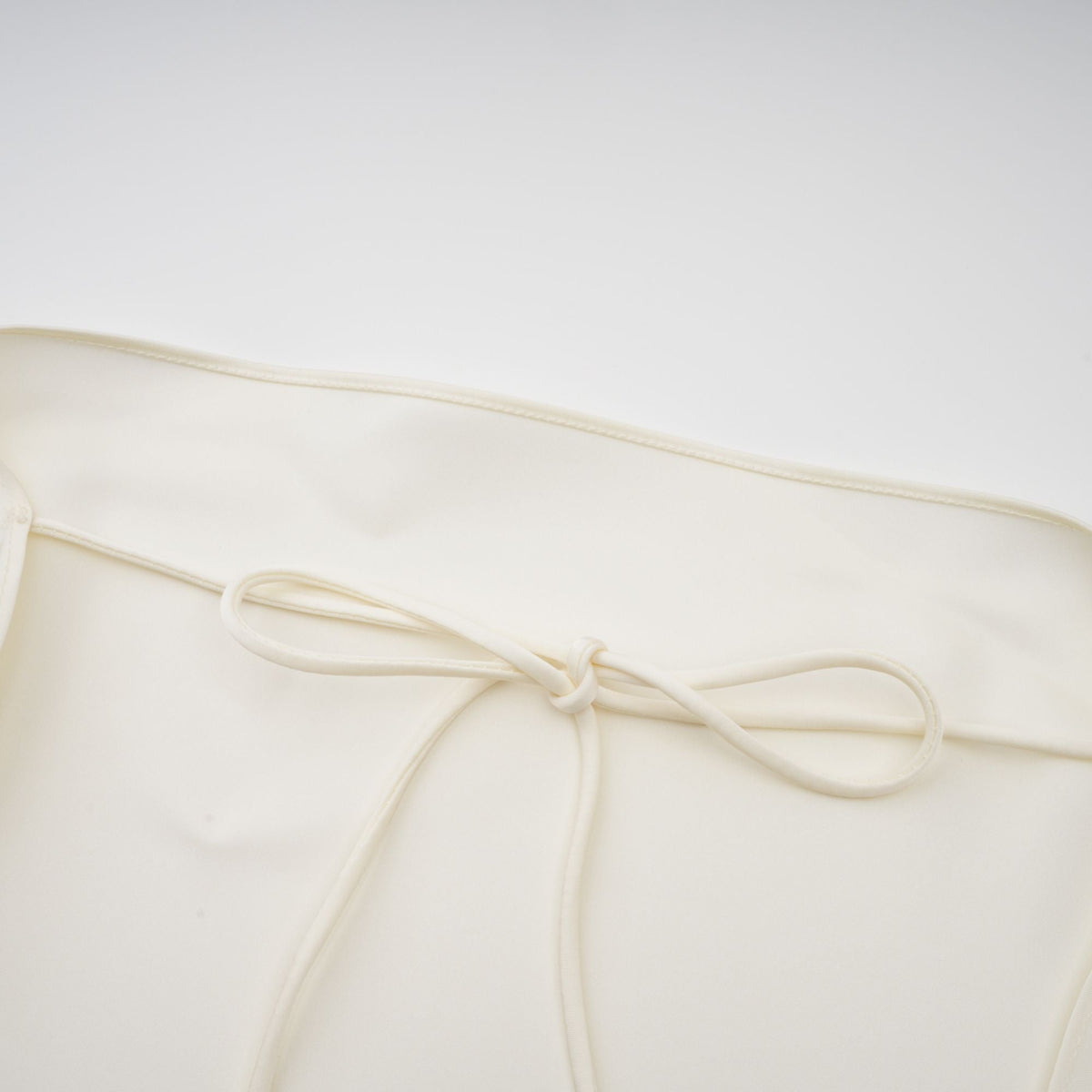 Lyna White Satin Ruffled Mini Dress with Shawl Panel Detail