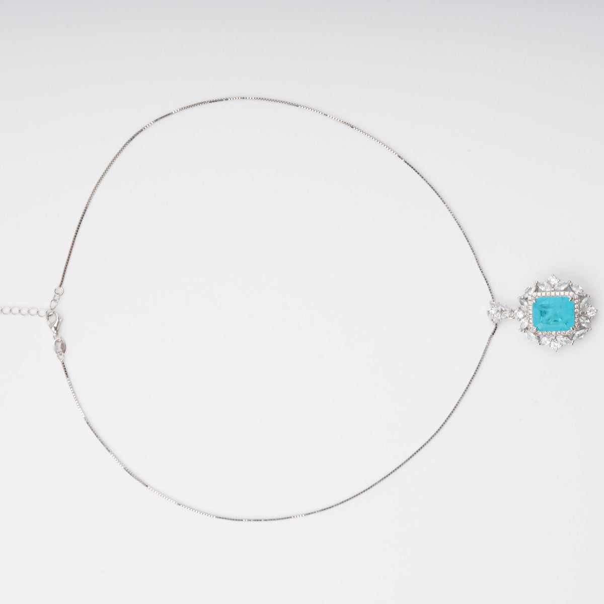 Anneli Aquamarine Floral Gemstone Pendant Sterling Silver Necklace