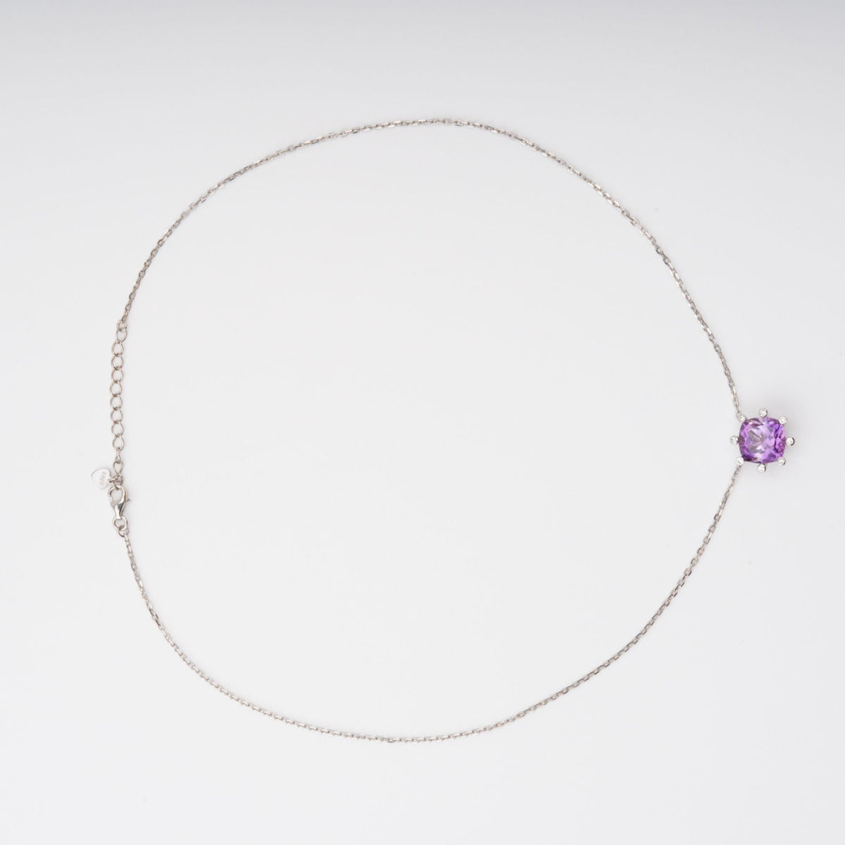 Giannetta Purple Square Cut Gemstone Pendant Sterling Silver Necklace