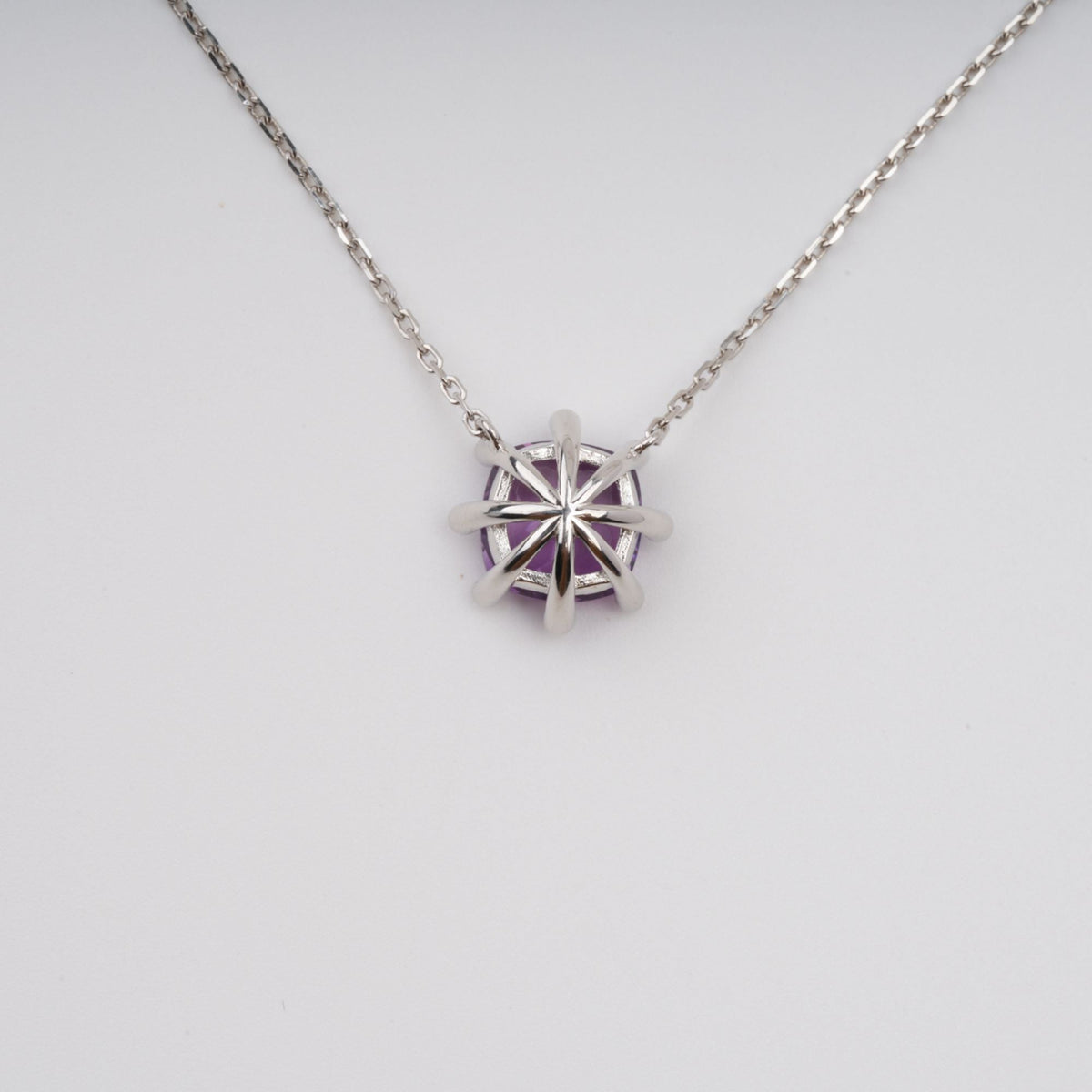 Giannetta Purple Square Cut Gemstone Pendant Sterling Silver Necklace