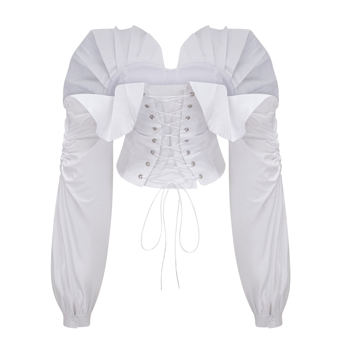 Alicia White Ruched Blouse & Skirt Set