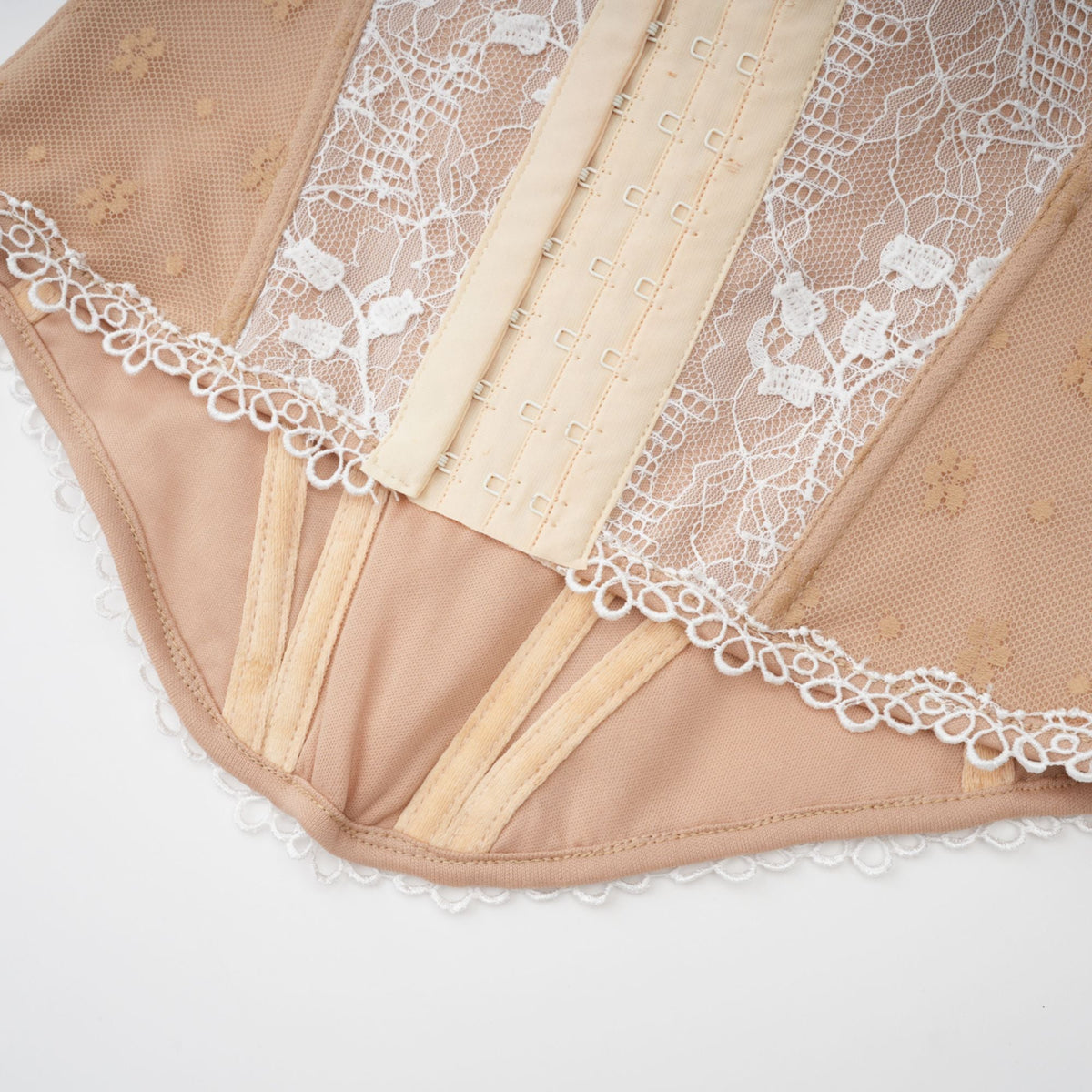 Karine floral-lace-panelling bustier top