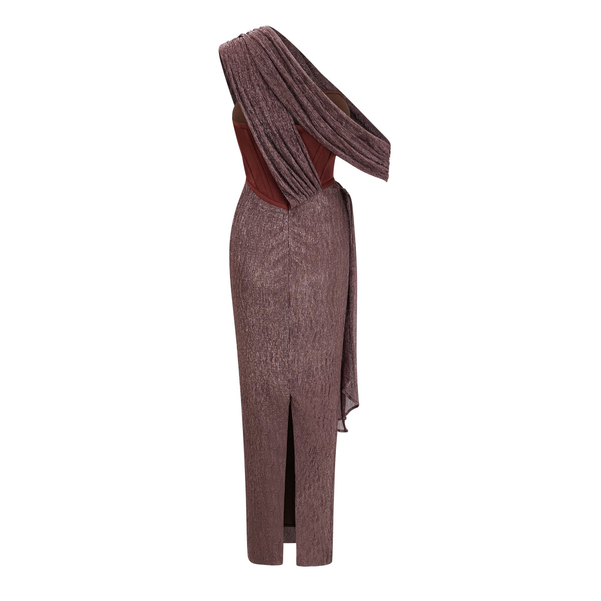 Delphine ribbon-design corset maxi dress in Brown