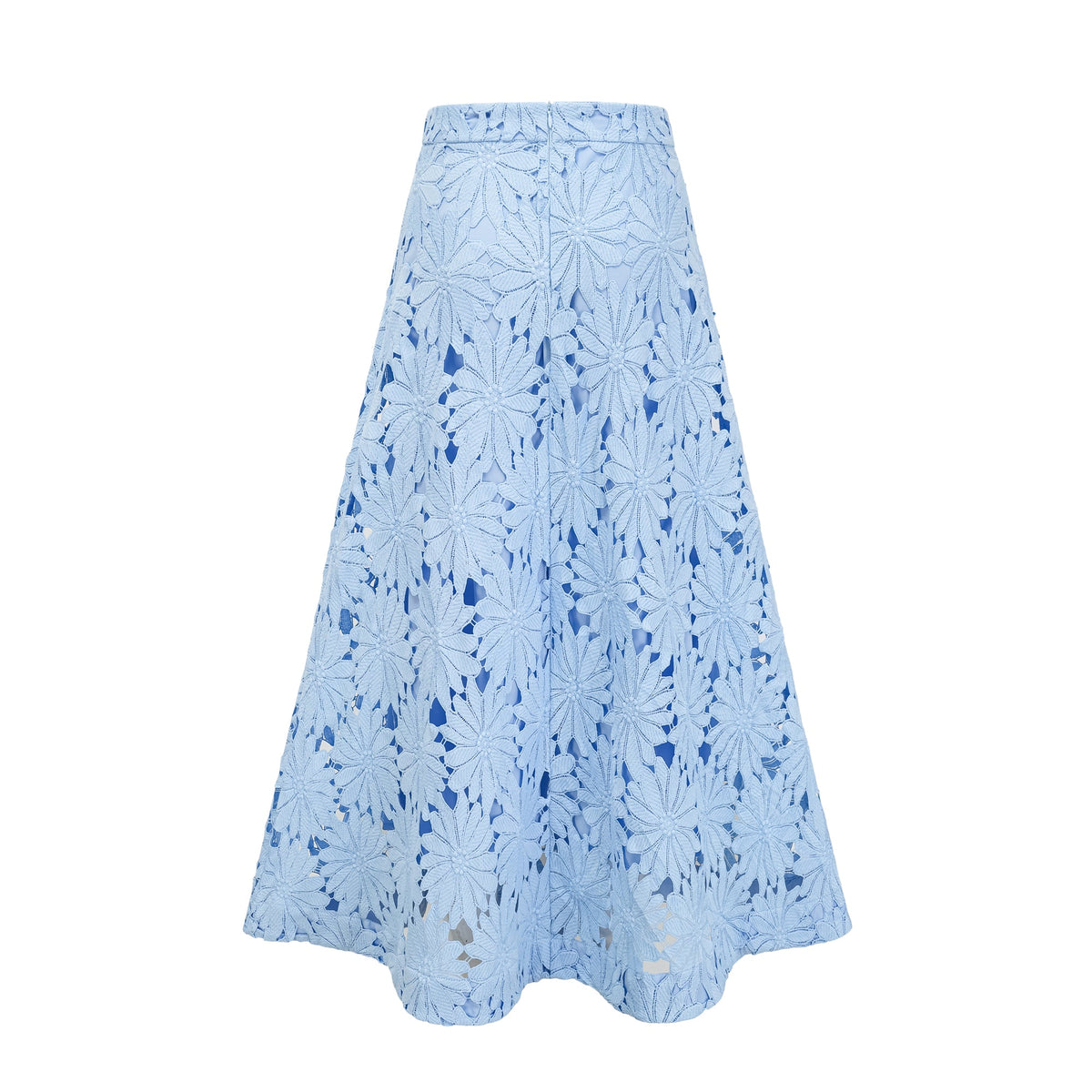 Audrey blue guipure-lace top & skirt matching set