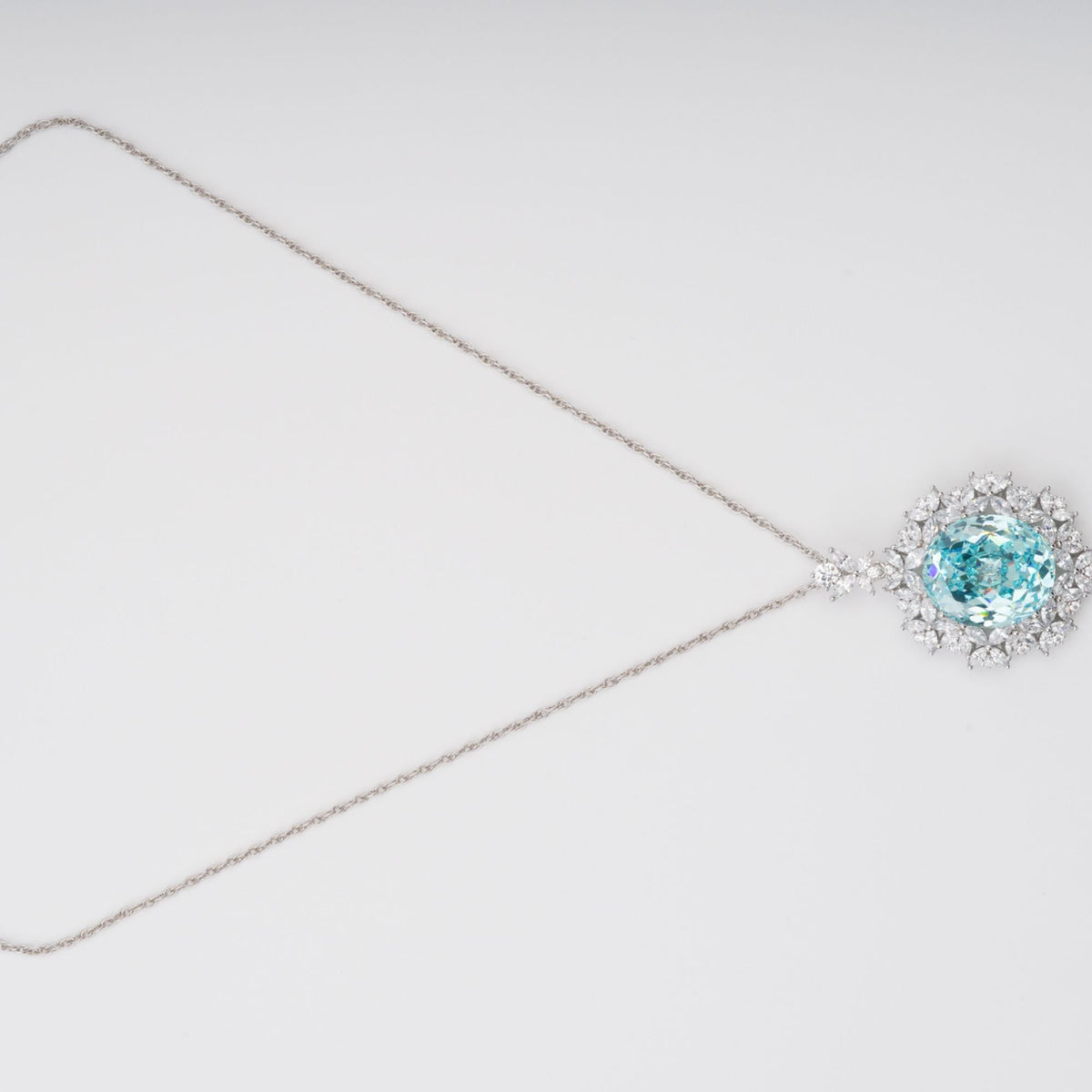 Eini Aquamarine Floral Gemstone Pendant Sterling Silver Necklace