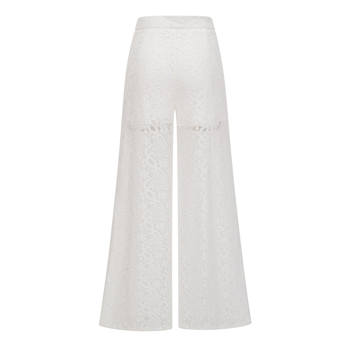 Loana White Floral Lace Top & Trousers Set