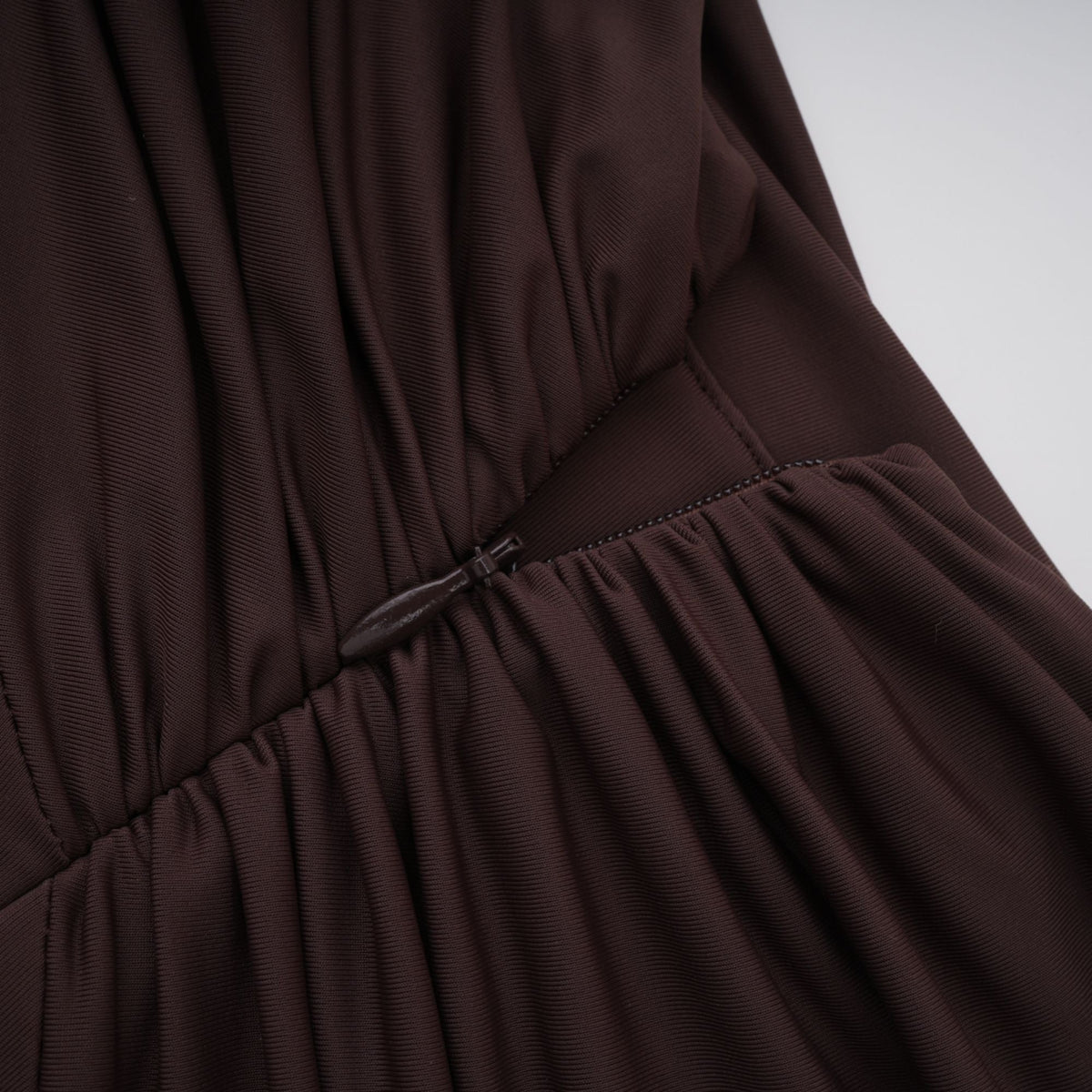 Prune Brown Night Out Asymmetrical Ruched Midi Dress (Final Sale-US Only)