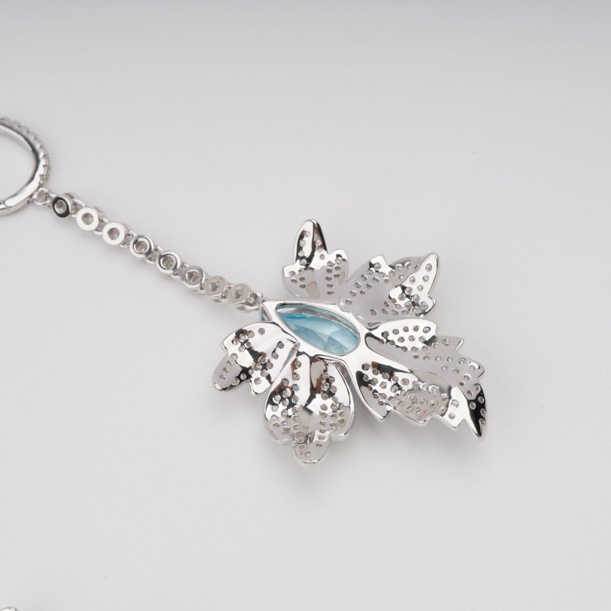 Vilhelmiina Blue Leaf Gemstone Dangle Sterling Silver Earrings
