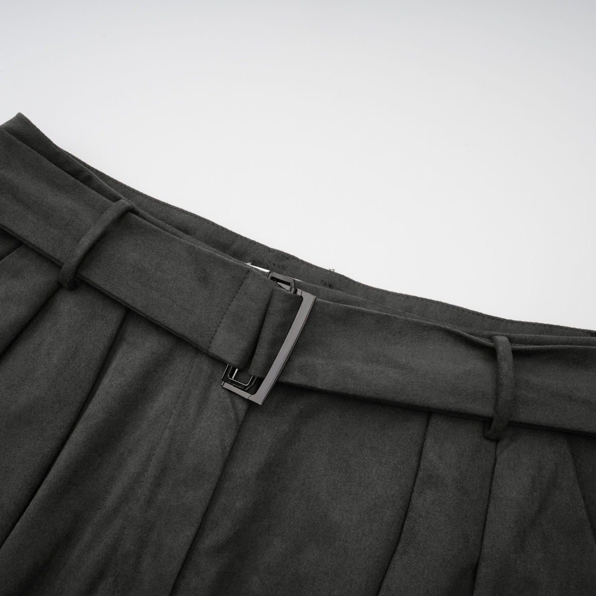 Chaney Grey Bubble Hem Suede Shorts