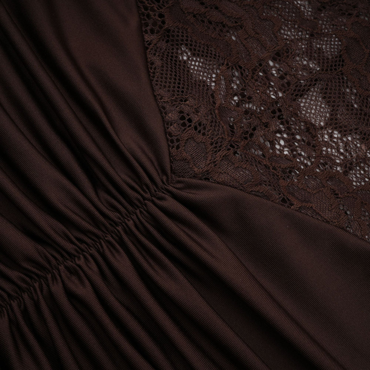 Brigitte Brown Lace Panel Ruched Maxi Dress (Final Sale)