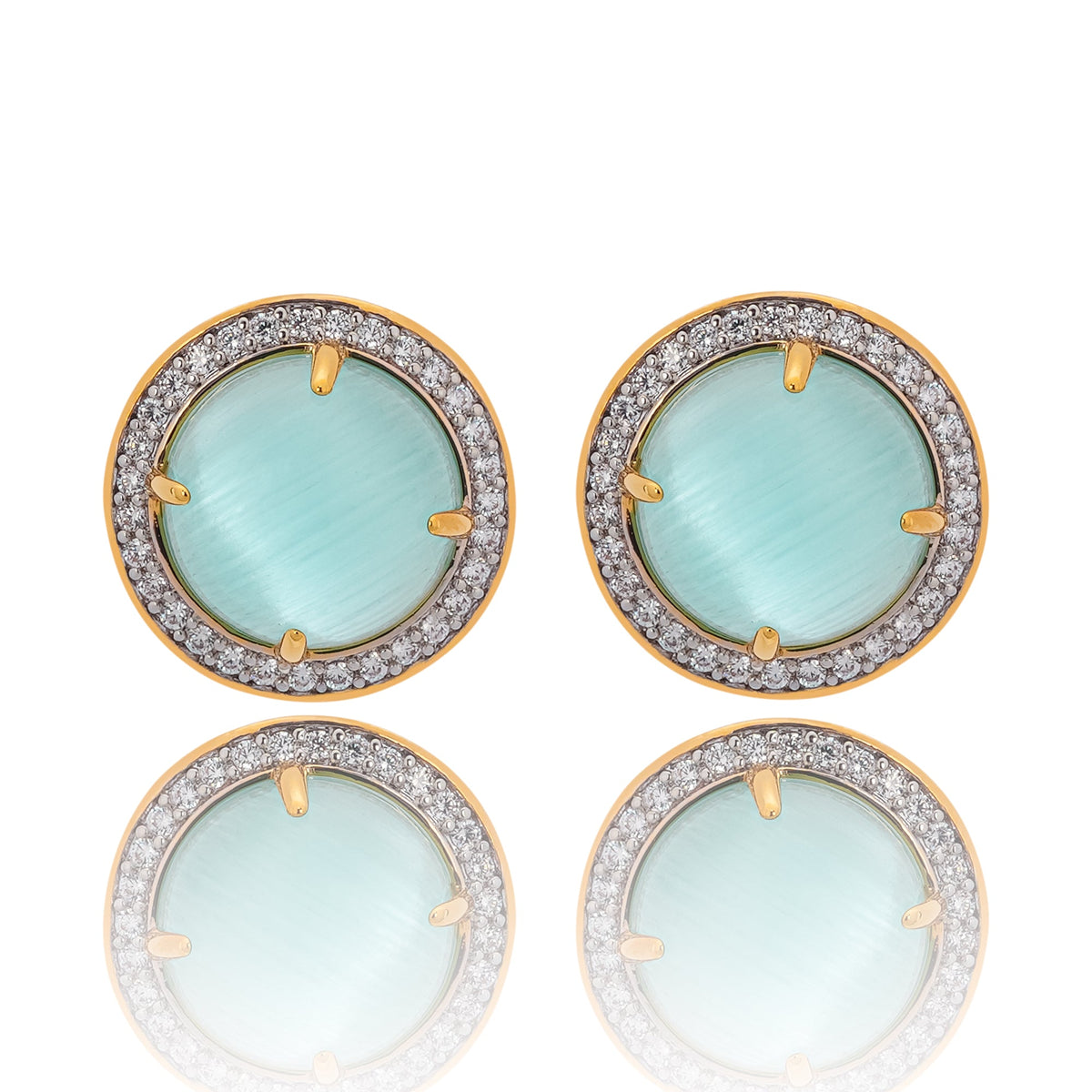 Fahire Aqua Round Cut Gemstone Crystal Earrings