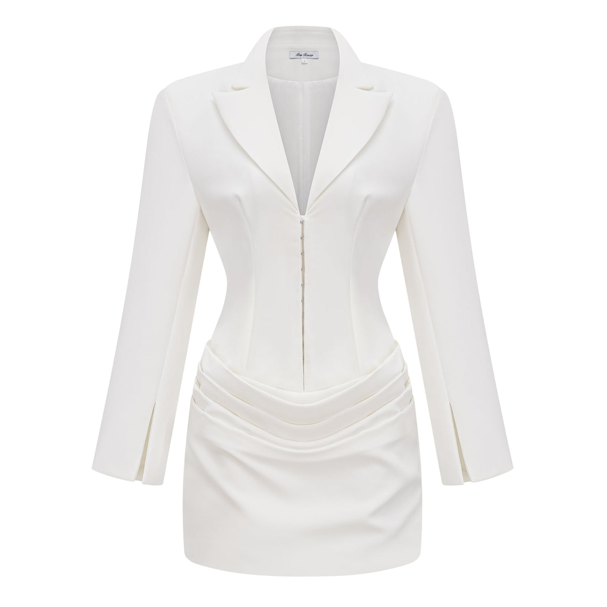 Rosette White Ruched Blazer Mini Dress (Final Sale-US Only)