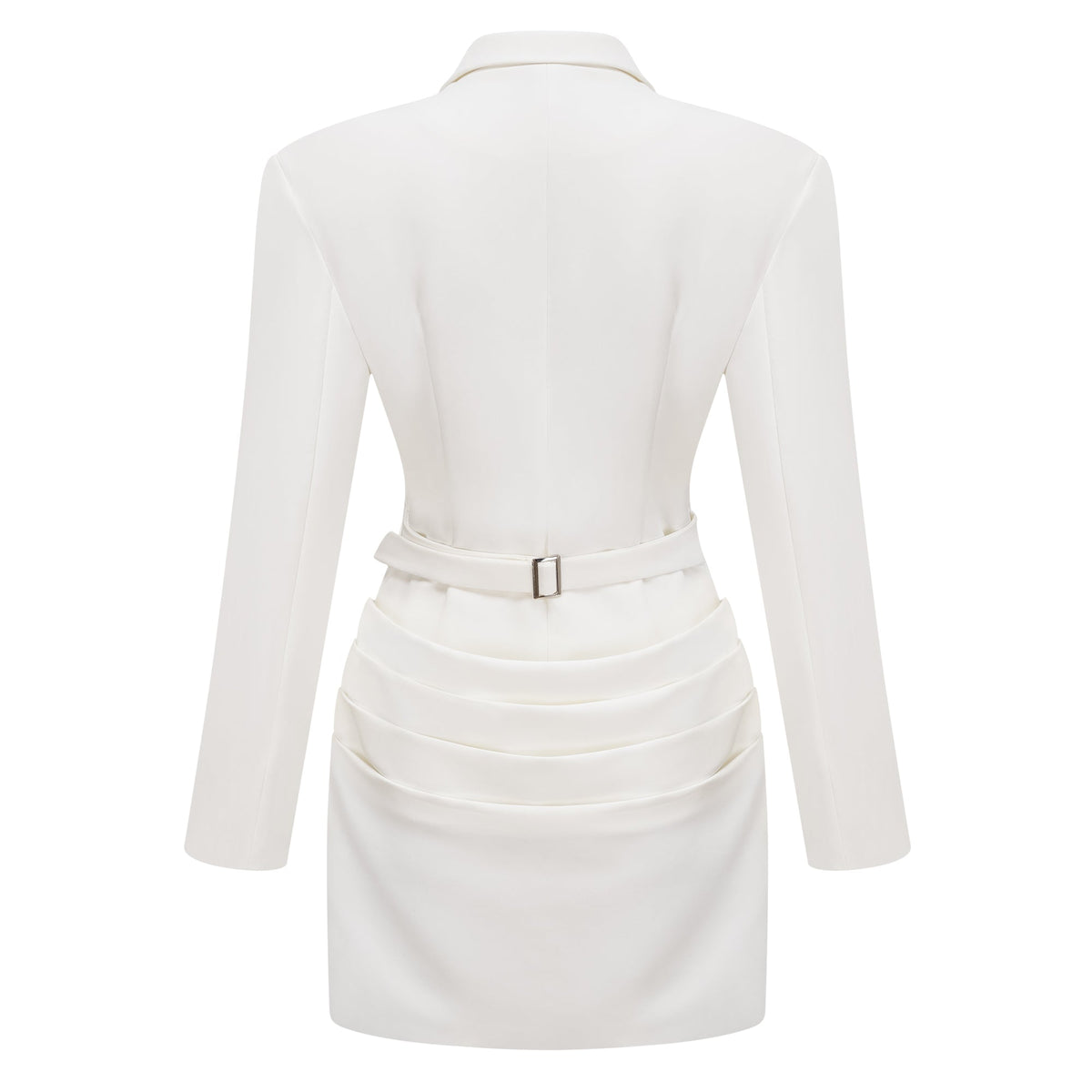 Rosette White Ruched Blazer Mini Dress (Final Sale-US Only)