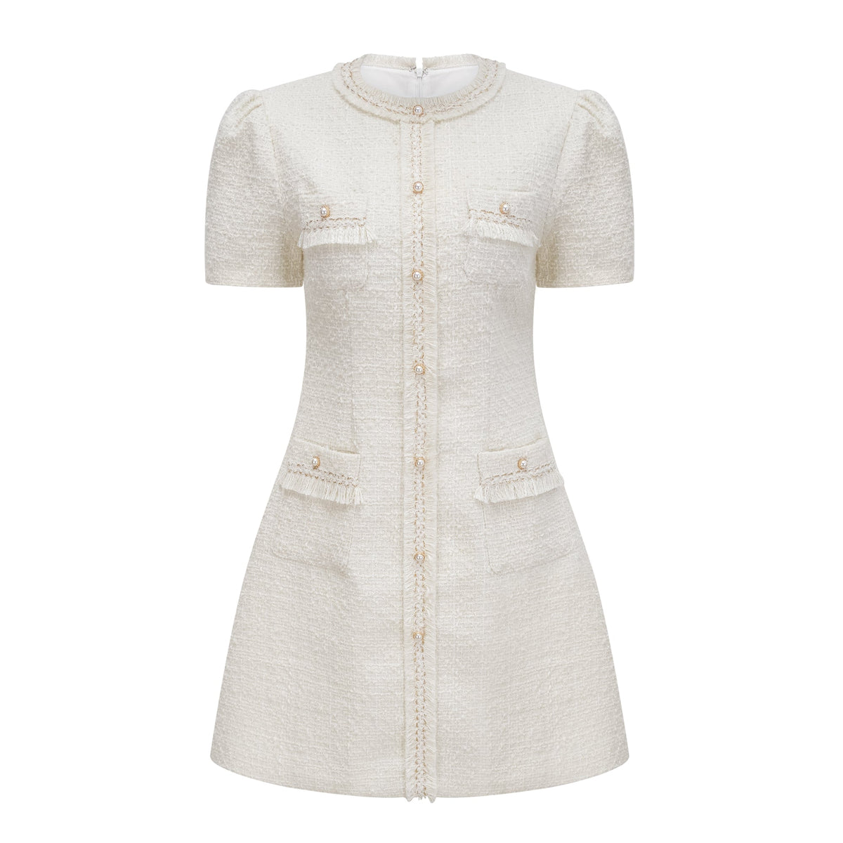 Gaëlle White Faux Pearl Tweed Mini Dress (Final Sale-US Only)