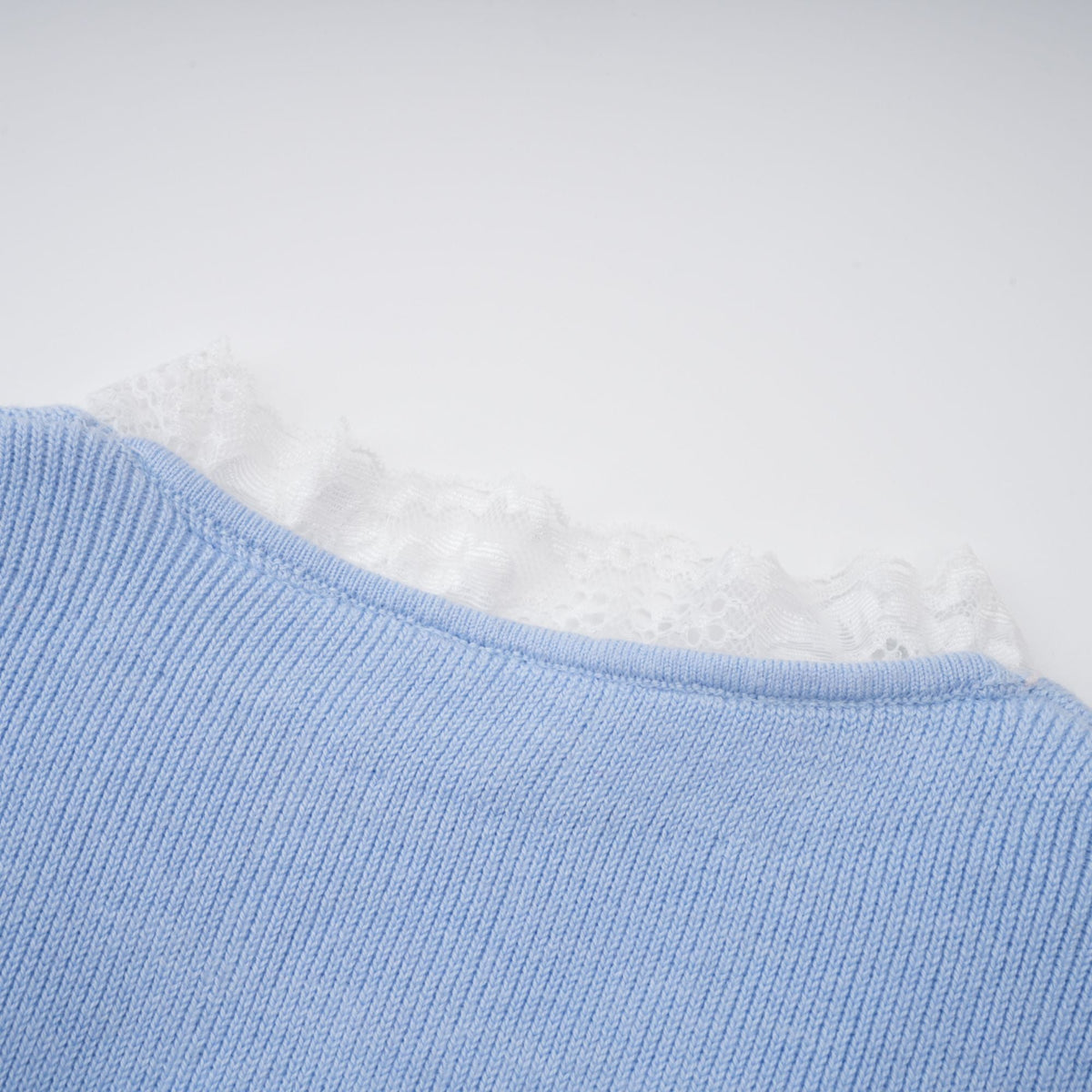 Irina Blue Embellished Ruffled Ribbed Knit Cardigan (Final Sale-US Only)