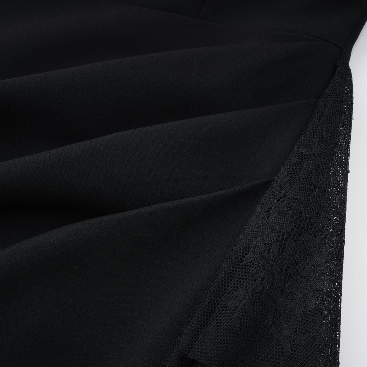 Bernadette black lace-panell asymmetrical midi dress