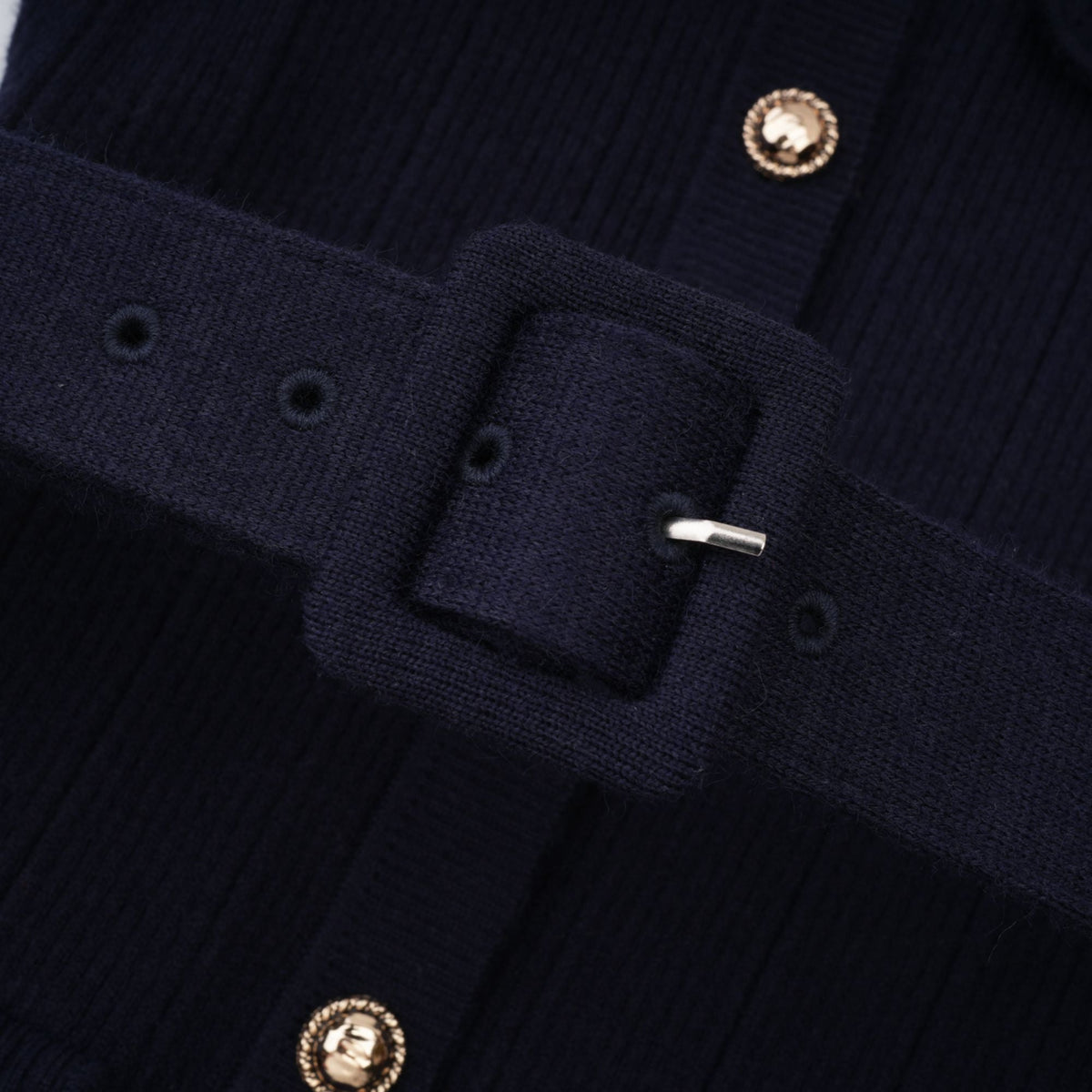 Fern Navy Blue Satin Panel Knit Midi Dress (Final Sale-US Only)