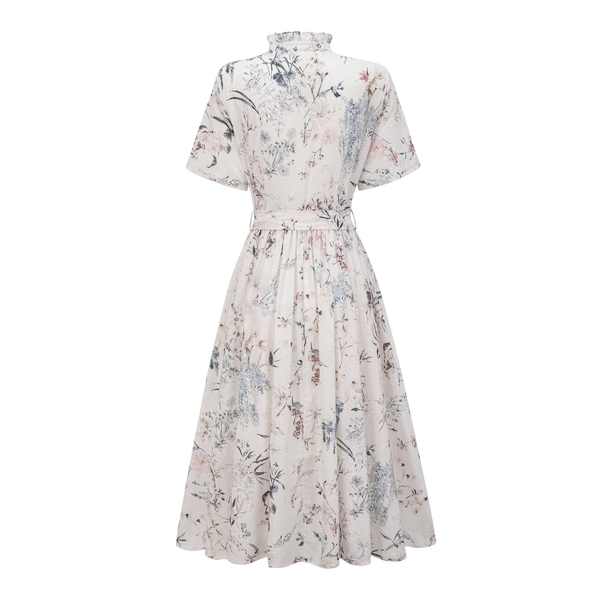 Héloïse White Floral Print Summer Midi Dress