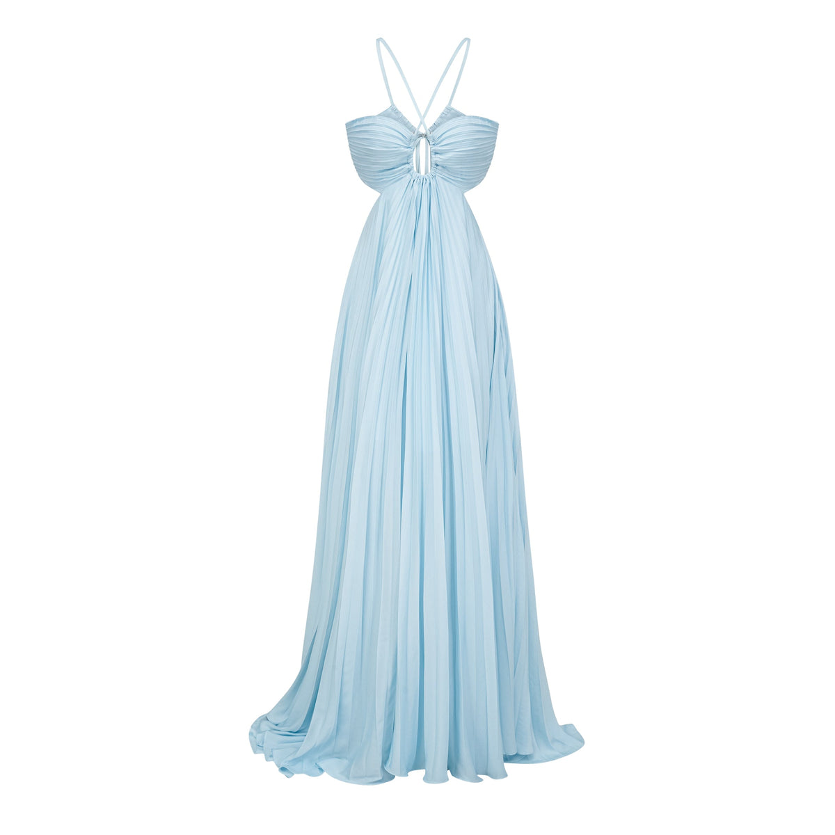 Andréa Blue Pleated Maxi Dress with Cutout Detail (Final Sale-US Only)