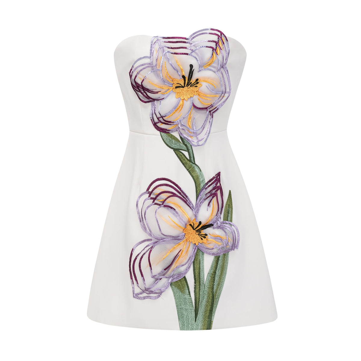 Irène White Off-Shoulder Sequin Floral Embroidered Mini Dress (Final Sale-US Only)