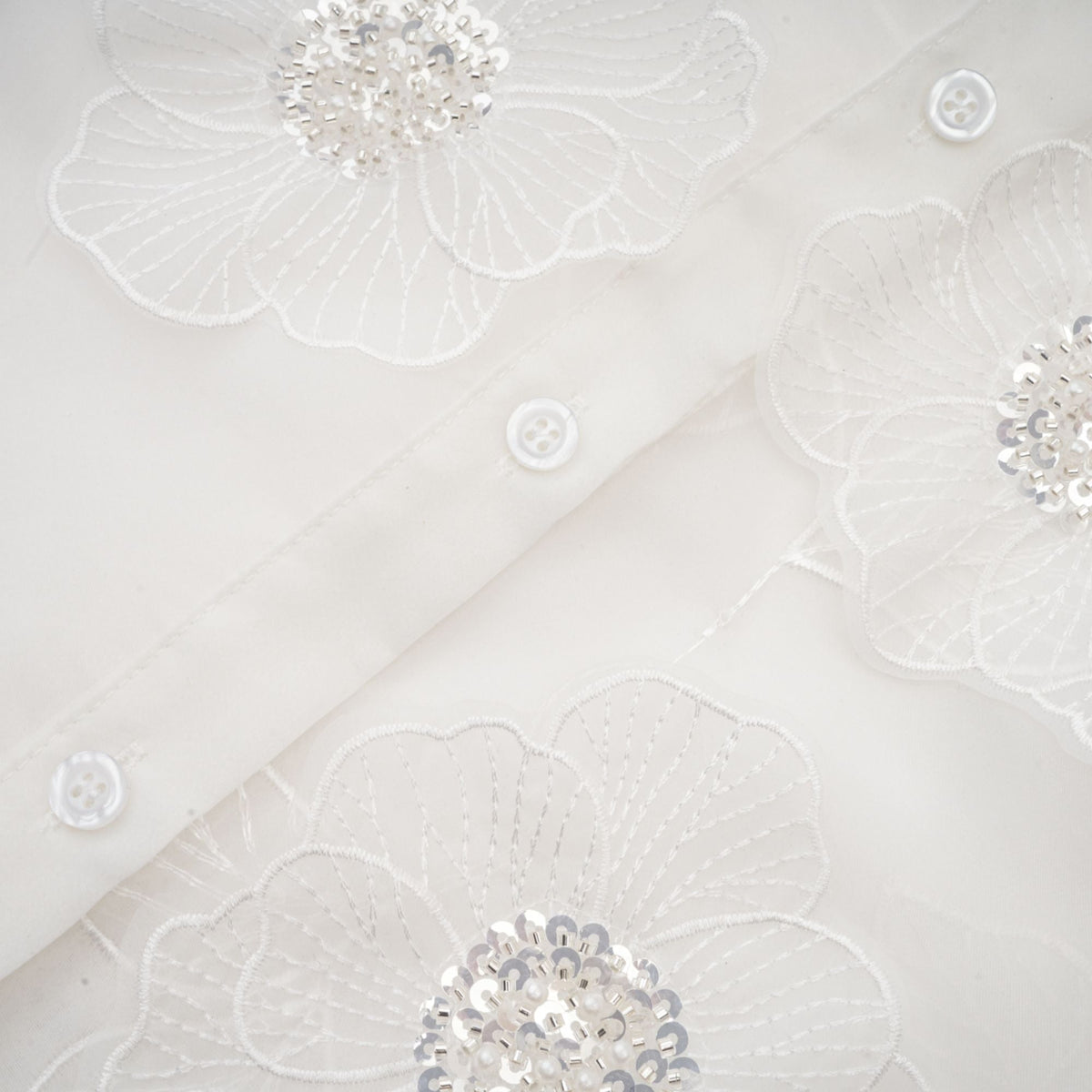 Béatrix white embellished semi-sheer shirt