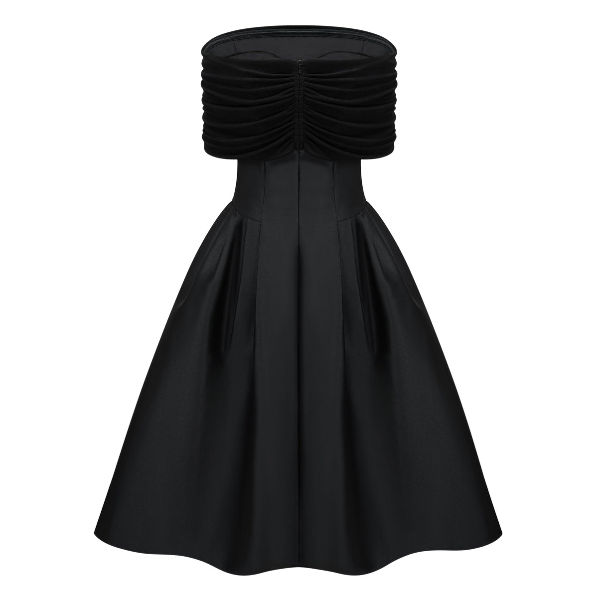 Ainara Black Off Shoulder Polished Midi Dress (Final Sale-US Only)