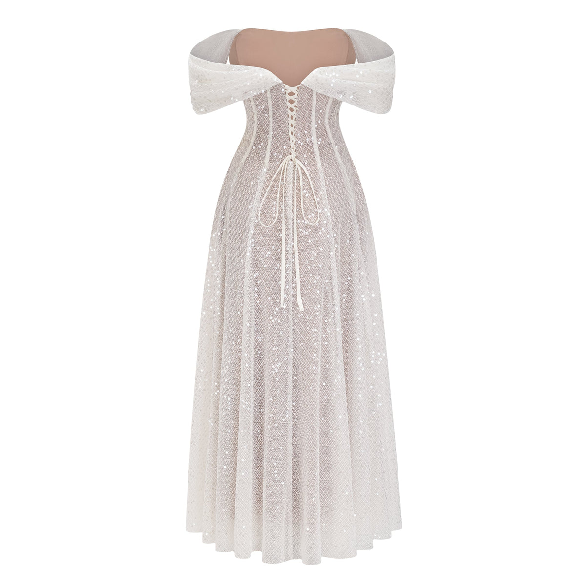 Esme White Off Shoulder Embellished Maxi Dress