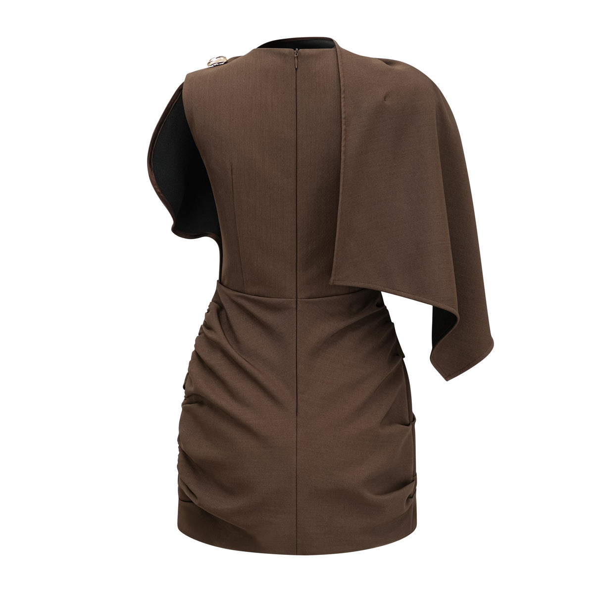 Francesca Brown Asymmetrical Gathered Mini Dress (Final Sale-US Only)