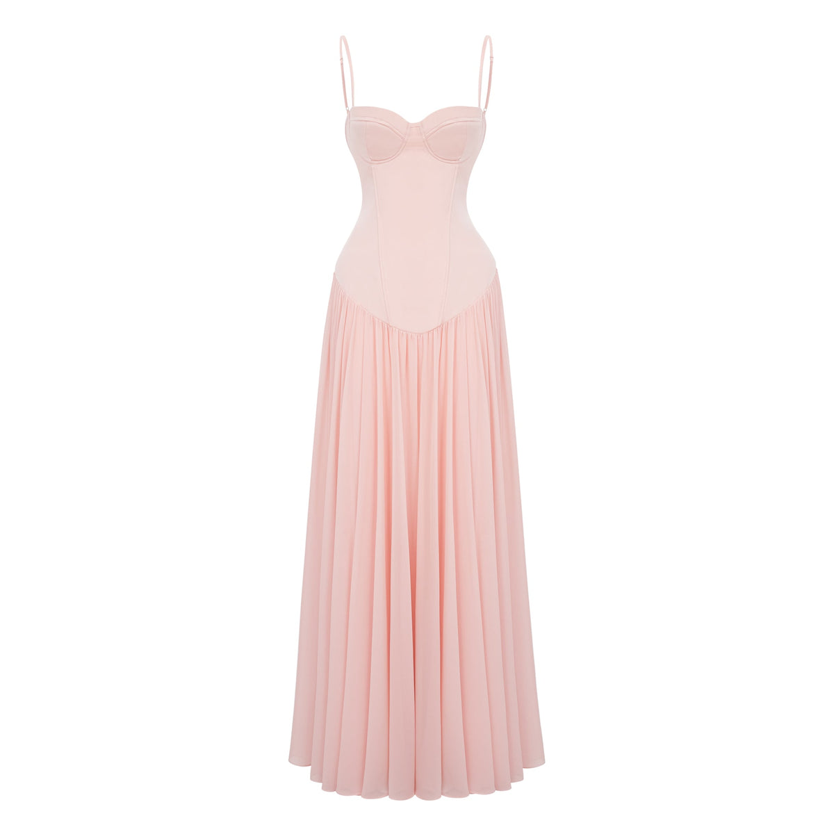 Vasylyna Pink Sweetheart Pleated Maxi Dress
