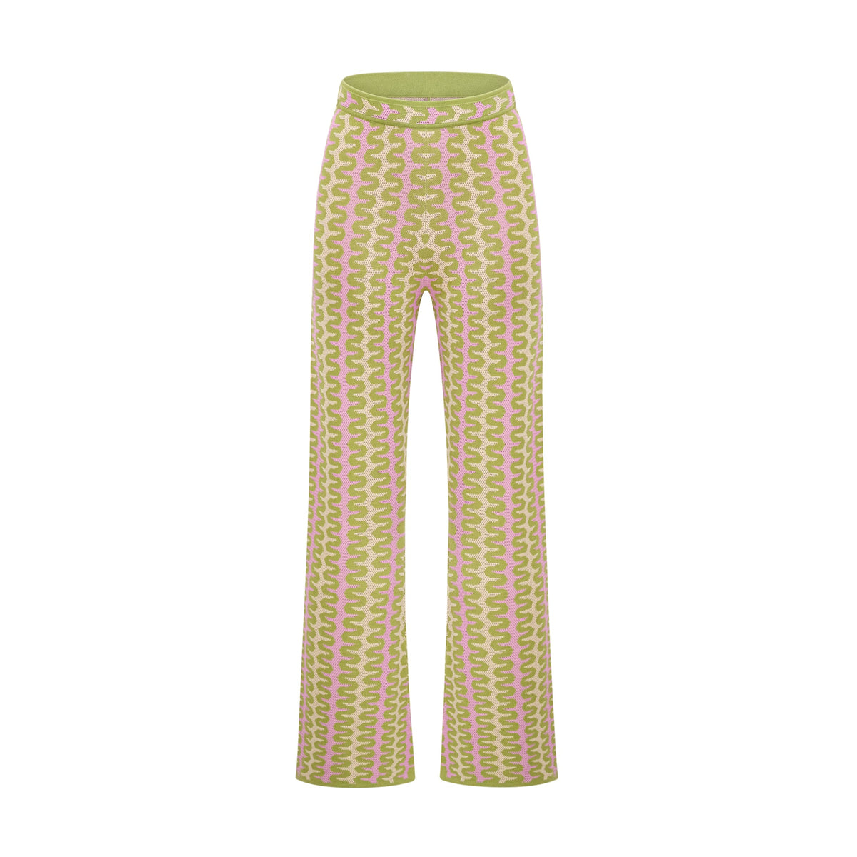 Ophélie green color-block knitted shirt & trousers matching set (Final Sale-US Only)