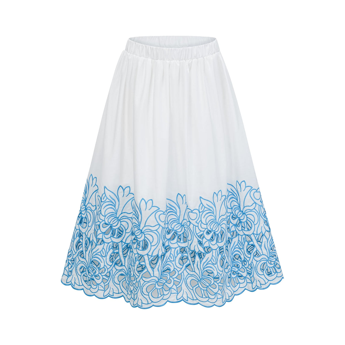 Aurore blue cut-out embroidered top & skirt matching set (Final Sale-US Only)