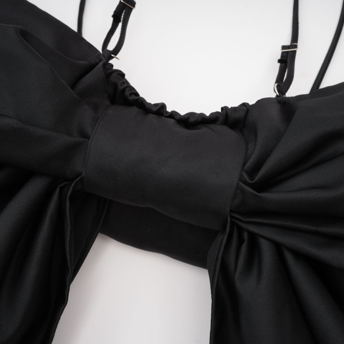 Solène bowknot scoop-back top in Black (Final Sale)