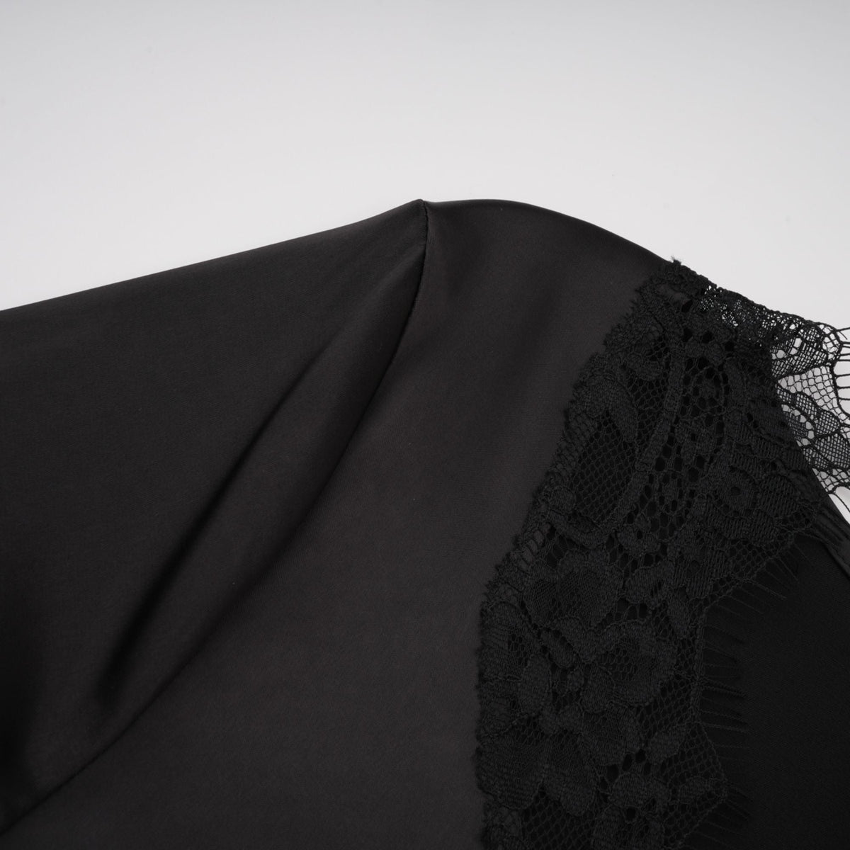 Daniela Black Lace Panel Satin Midi Dress