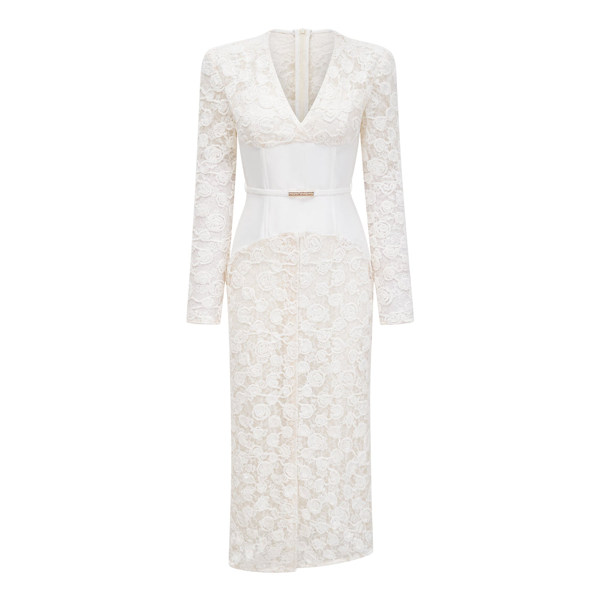 Oona White Floral Lace Pencil Midi Dress (Final Sale-US Only)