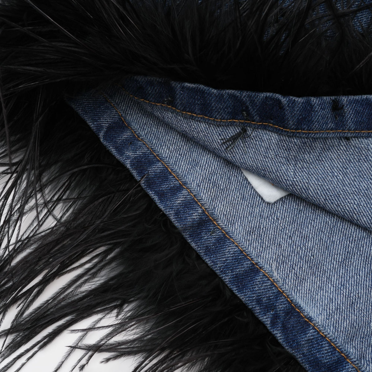 Milia feather denim top & skirt matching set