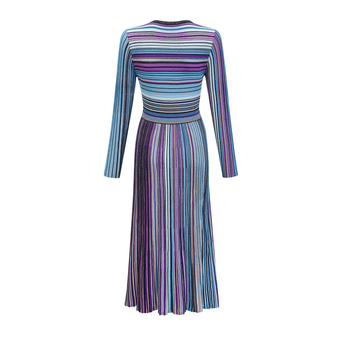 Mathilde metallic pleated midi dress in Blue