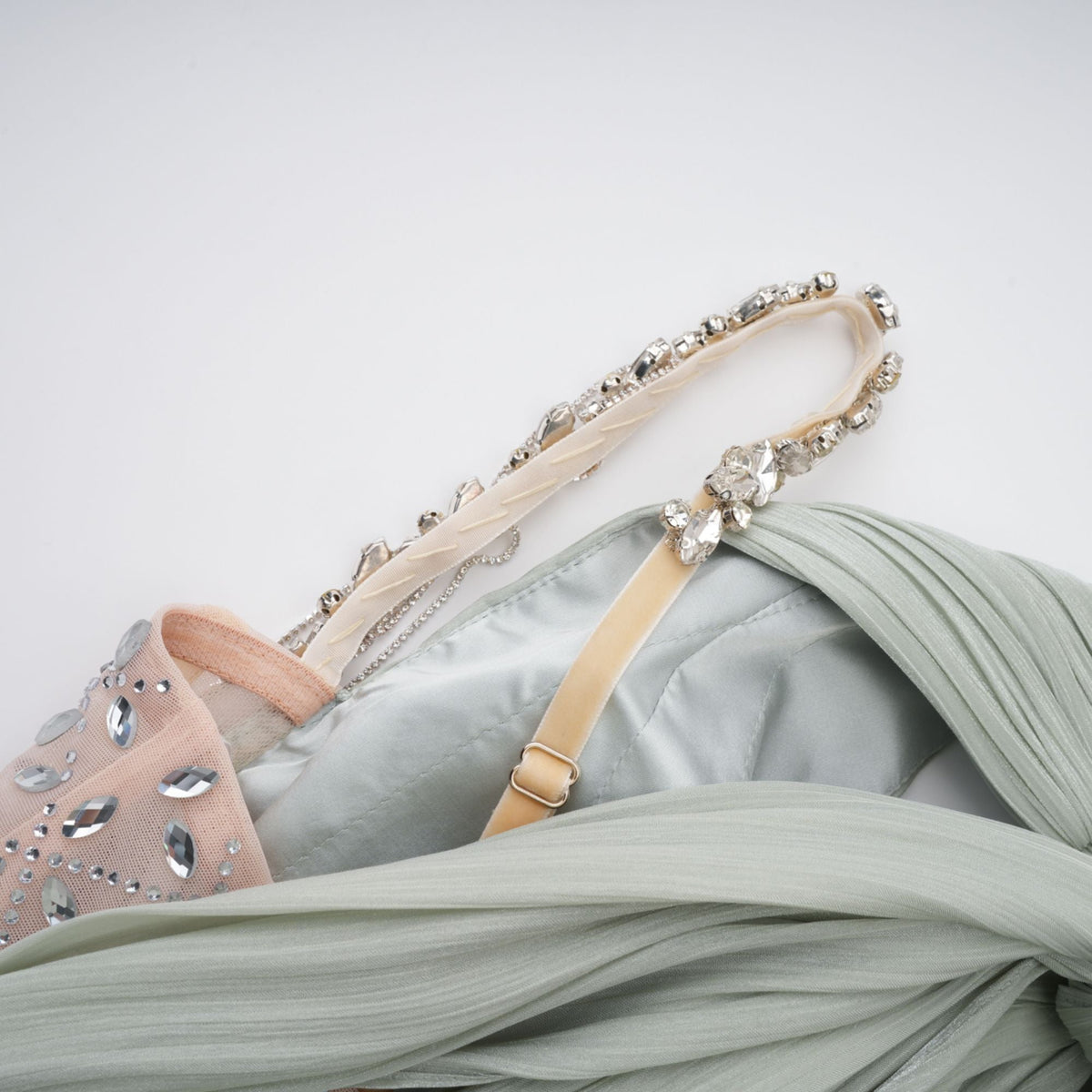 Gwenaëlle Green Rhinestone Panel Maxi Dress