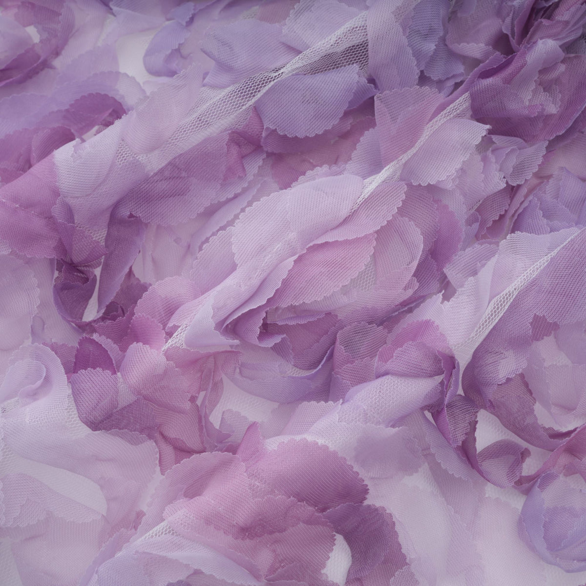 Mylène purple 3D-petal tiered tulle mini dress