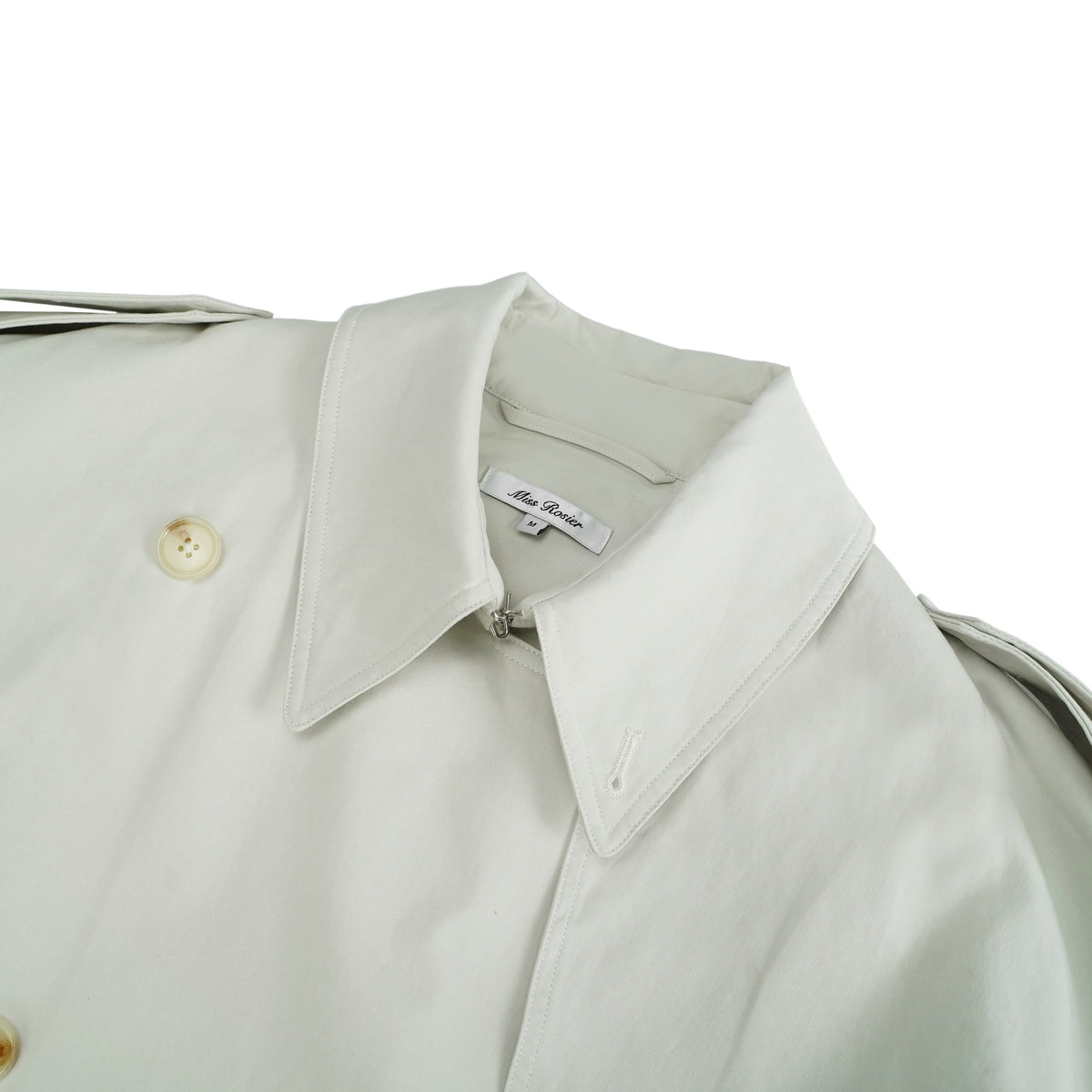 Bruyère White Double-Breasted Long Trench Coat