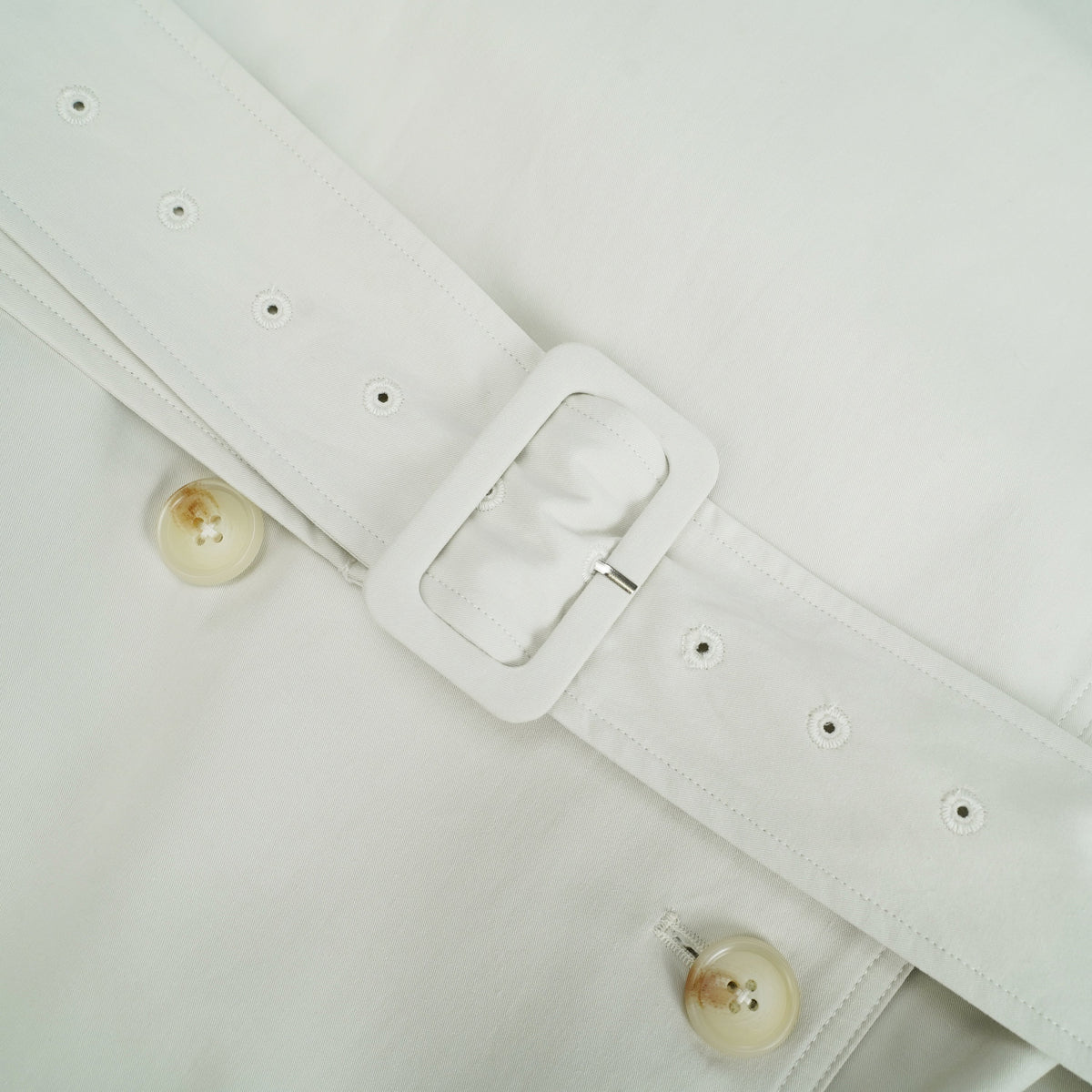 Bruyère White Double-Breasted Long Trench Coat