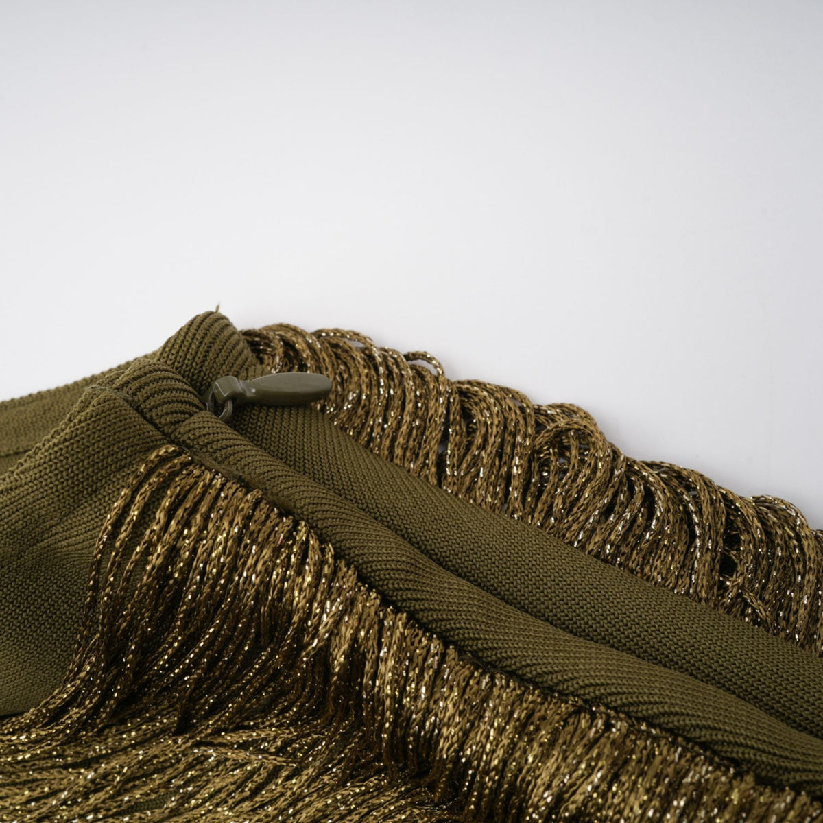 Borbála Green Fringed Top & Satin Skirt Set
