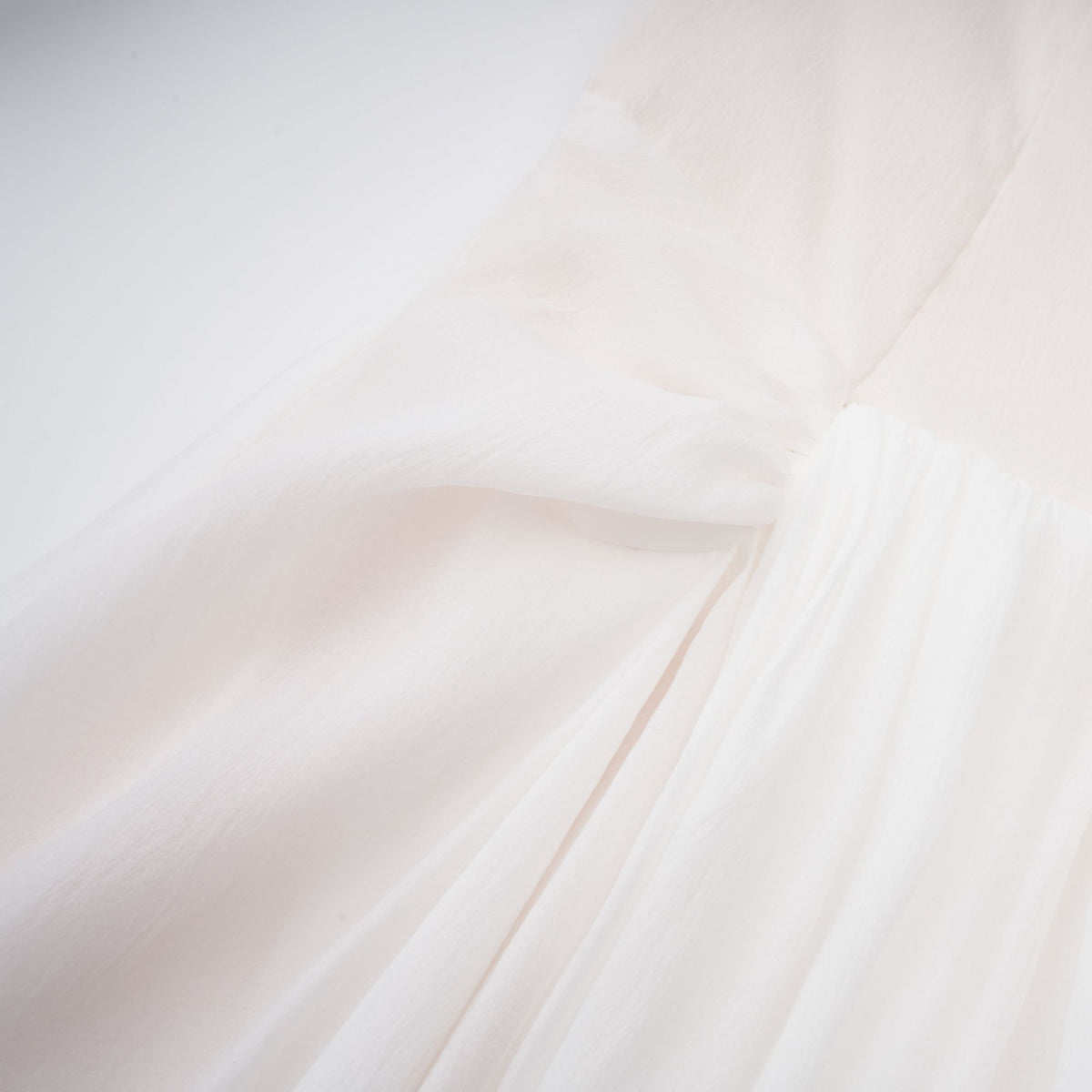 Gelsomina White Gathered Crepe Midi Dress