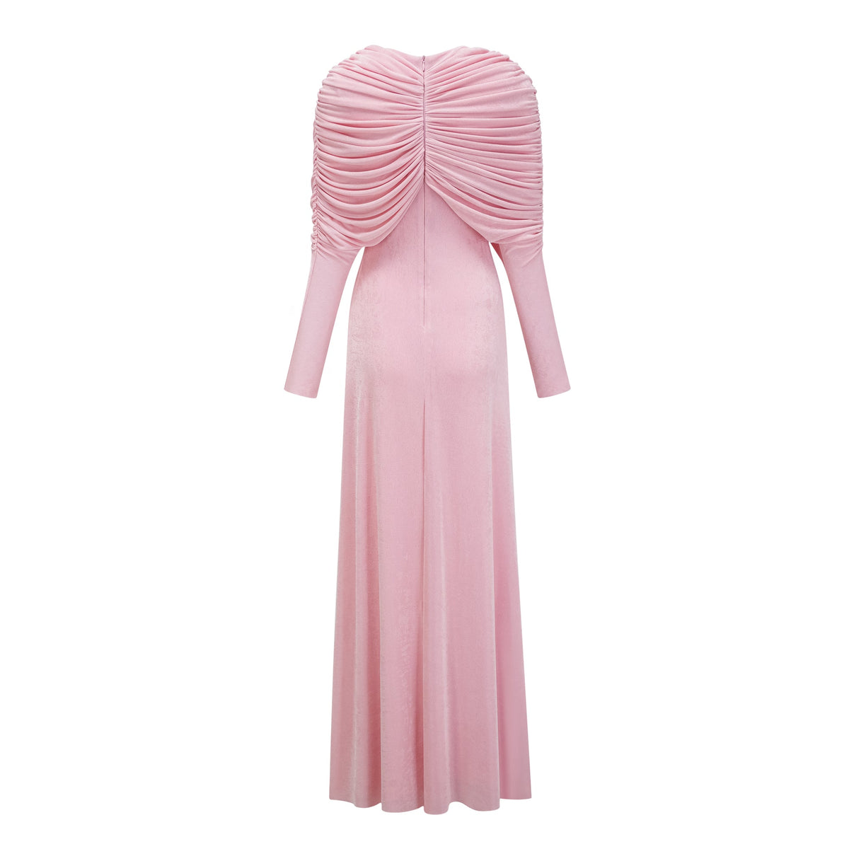 Moderne Pink Shawl Panel Ruched Maxi Dress (Final Sale-US Only)