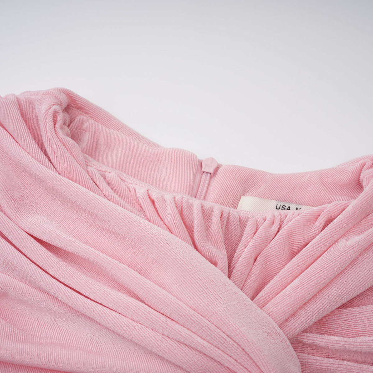 Moderne Pink Shawl Panel Ruched Maxi Dress