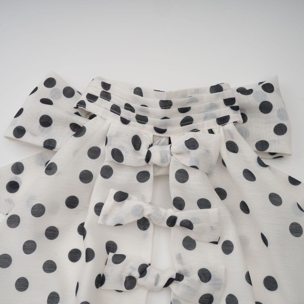 Audrey white bowknot polka-dot midi dress